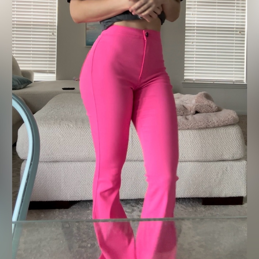 Pink flared jeans